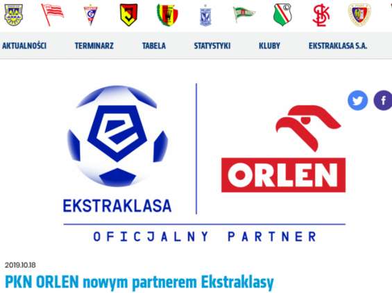 Orlen sponsorem Ekstraklasy