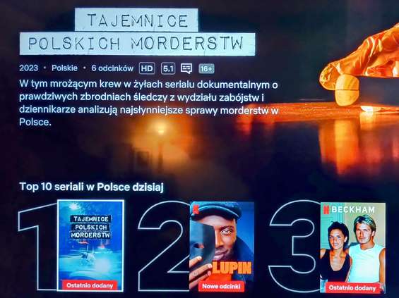 Serial "Tajemnice polskich morderstw" numerem 1 na Netfliksie